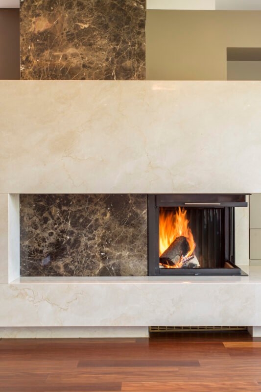 Modern fireplace in luxury interior